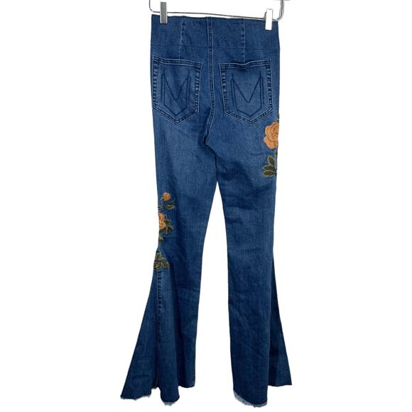 Show Me Your Mumu Berkeley Bell Rainfall Desert Rose Embroidered Jeans XS Flare - Picture 6 of 11